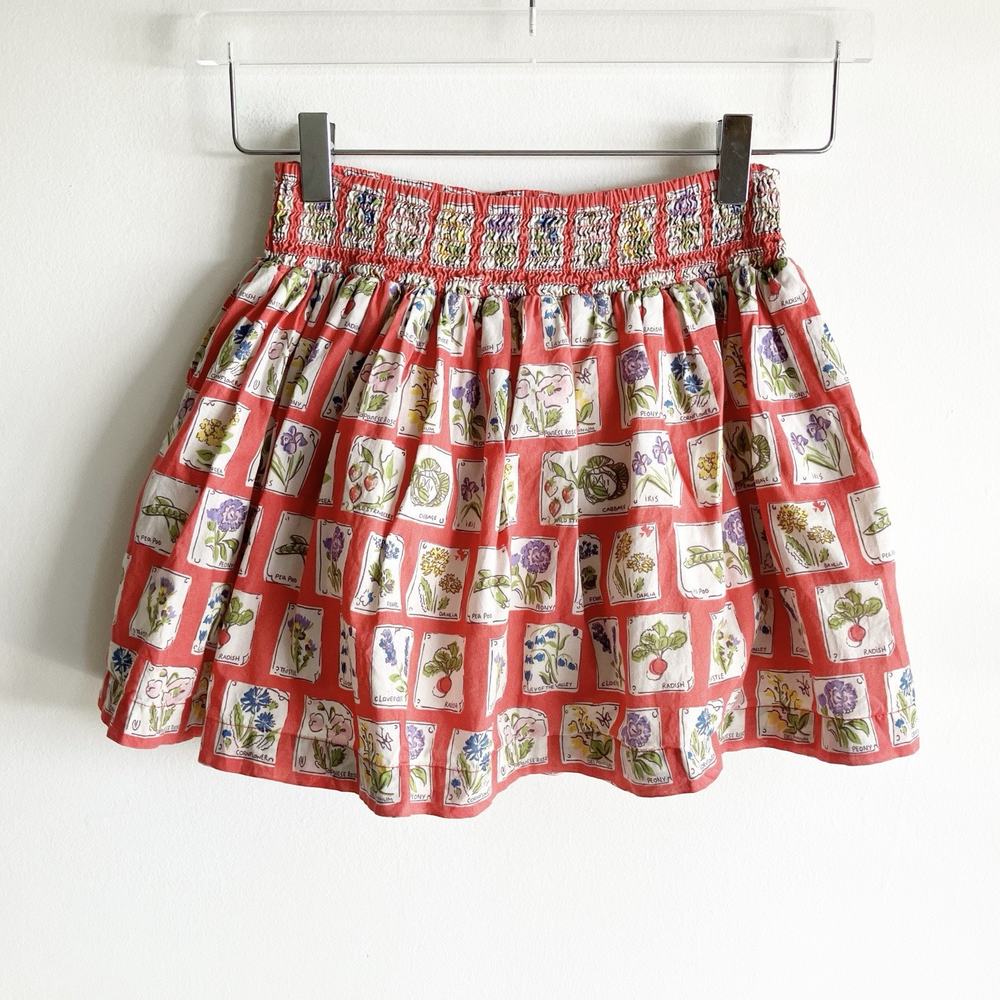 Boden Johnnie B Quality Goods Girls Size 9-10 Skirt Flower Radish Print Garden